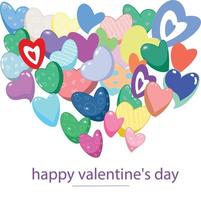 Happy Valentine's greeting card with hearts of different colors vector