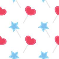 heart and star shaped lollipop seamless pattern vector
