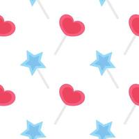 heart and star shaped lollipop seamless pattern vector