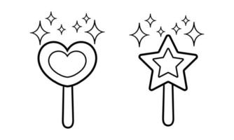 hand drawn magic wand shaped heart and star 2 vector