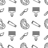 hand drawn seamless pattern of painting equipment vector