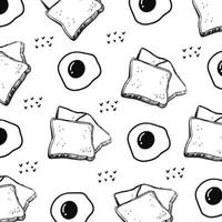 hand drawn bread doodle pattern vector