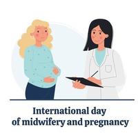 Banner, illustration international day of midwifery and pregnancy vector