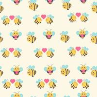 Seamless pattern of bees in love. Vector