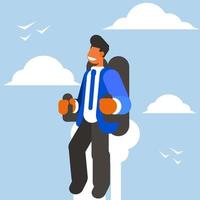 Businessman flying with a jet pack vector clip art