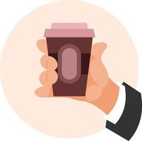 Hand holding a coffee drink vector
