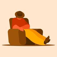 Man sleeping in a chair vector