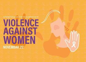 día internacional para la eliminación de la violencia contra la mujer. silueta de mano humana con el día. vector