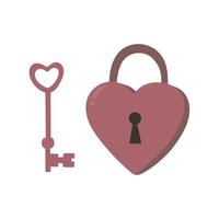 Heart shaped lock and key. Valentines day concept. Design element for greeting card, invitation, print, poster, banner. vector