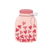 Hand drawn jar with hearts. Design element for greeting card, invitation, print, sticker. vector