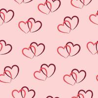 Abstract seamless pattern with pink and red hearts on a pink background. Hand drawn style vector