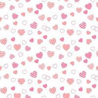 patrón sin costuras de lindos corazones dibujados. suave fondo romántico para el día de san valentín. adecuado para tela, papel tapiz, papel envolvente, embalaje, textiles, pancartas, tarjetas de felicitación, invitaciones vector