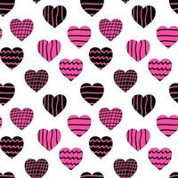 Seamless pattern of cute drawn hearts. Gentle romantic background for Valentine's Day. Suitable for fabric, wallpaper, wrapping paper, packaging, textiles, banners, greeting cards, invitations vector