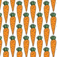 Seamless pattern with hand drawn carrots isolated on white background. vector