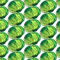 Vector seamless pattern with hand drawn cabbage on white background.