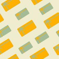 Seamless pattern with packaged gifts in yellow and green boxes on a light yellow background vector