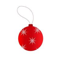 Christmas tree decoration red ball with snowflakes in a vector with a gradient, isolated on a white background