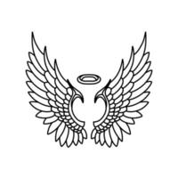 Free vector angel wings line art and outline