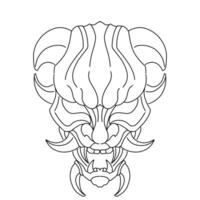 Japnese oni mask devil hand drawn illustration vector