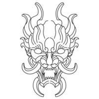Japnese oni mask devil hand drawn illustration vector