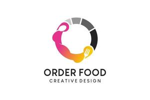 Food order phone logo design, modern style food order logo vector