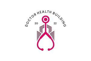 Doctor building or medical building logo design, vector illustration