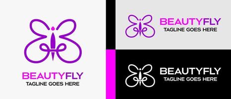 butterfly logo design template in beautiful and luxury lines. vector illustration