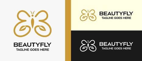 beauty logo design template, butterfly in luxury lines. vector illustration