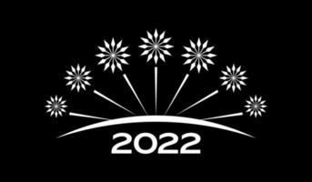 fireworks background with the word 2022, black and white background vector illustration