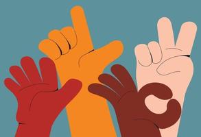 hands characters colorfull flat design vector