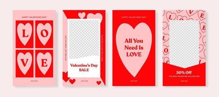 set of valentines sale banner for social media post template vector