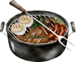 aquarelle barbecue grillé png