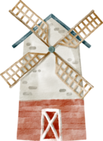 watercolor windmill farm element png