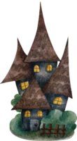 maison d'halloween aquarelle png