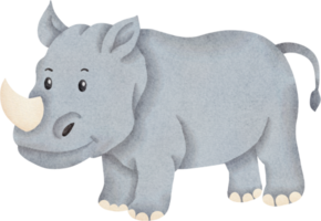 rinoceronte aquarela fofo png