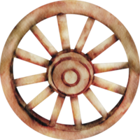 roue en bois aquarelle png