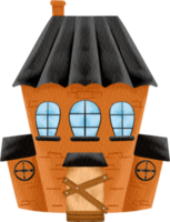 vattenfärg halloween hus png