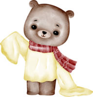 acuarela oso de peluche dibujos animados lindo png