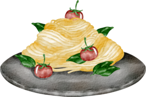 plat de pâtes aquarelle png