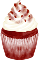 acuarela cupcake terciopelo rojo png