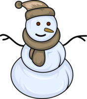 sorridente pupazzo di neve indossare sciarpa e neve berretto png