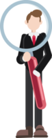 character of a man holding a very big magnifying glass, concept of looking for ideas and solutions png