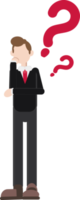 a worker character standing confused with big red question mark symbol png