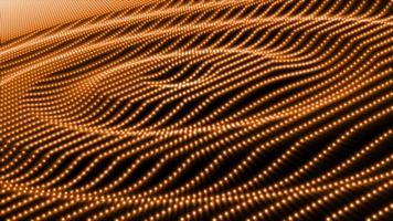 Abstract yellow orange waves streaks circles of particles and dots futuristic rhythmic glowing magic energy. Abstract background. Video in high quality 4k, motion design