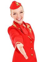 Welcome on board concept with stewardess photo