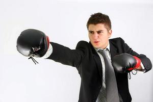 boxing businessman with gloves photo