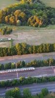 high angle footage of British Railway Train on Tracks, video