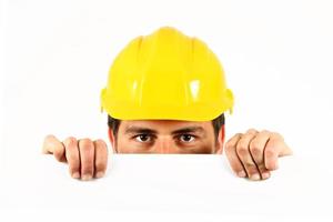 Construction worker with helmet photo