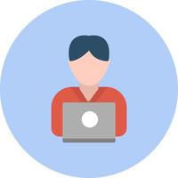User Working On Laptop Vector Icon