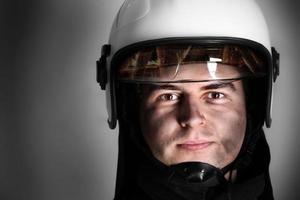 Man with firefighter gear photo